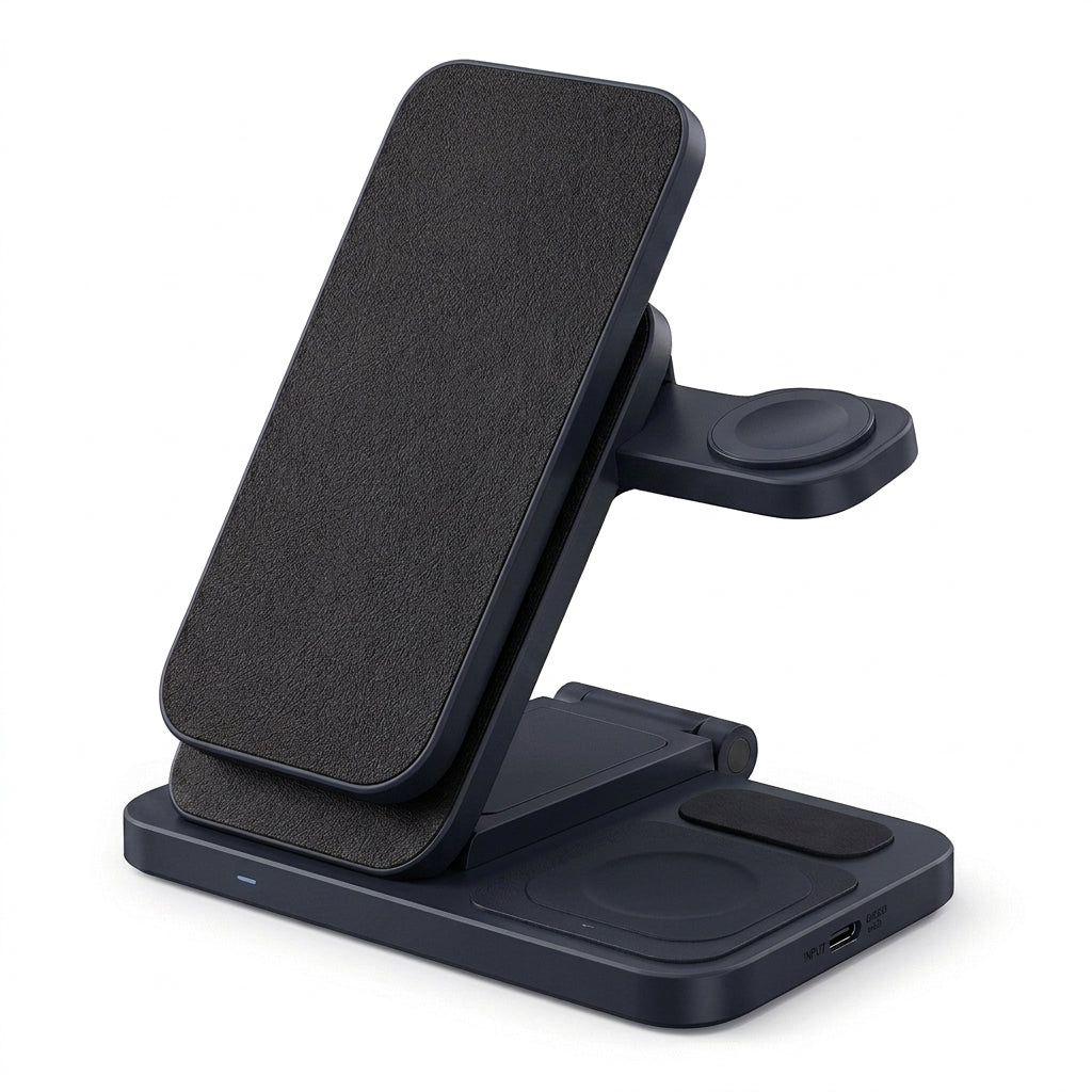 Yucvallo™ Orbit 3-in-1 Charging Station – Foldable Wireless Charger for Compatible Phone, Watch & Earbuds