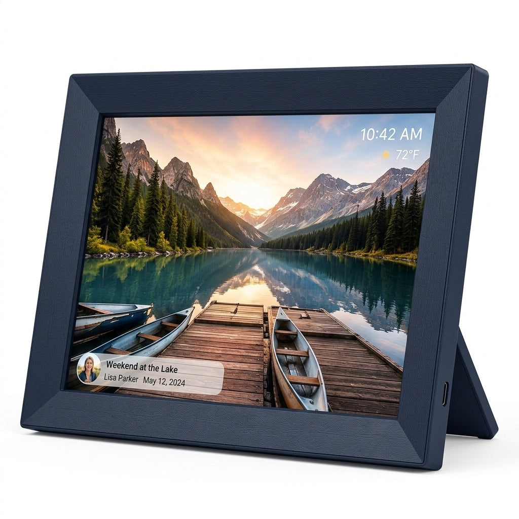 Yucvallo™ FrameView 8 Smart Digital Photo Frame – 8-Inch Wi-Fi Photo Display with IPS Touchscreen, Auto-Rotate & 16GB Storage