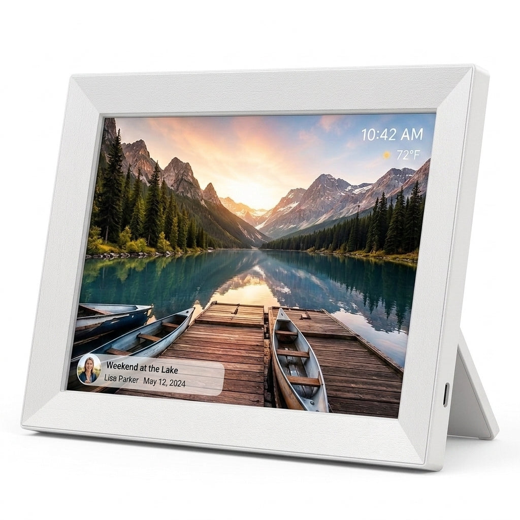 Yucvallo™ FrameView 8 Smart Digital Photo Frame – 8-Inch Wi-Fi Photo Display with IPS Touchscreen, Auto-Rotate & 16GB Storage