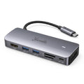 Yucvallo™ PocketHub 6 USB-C Desk Hub – 6-in-1 USB-C Hub with HDMI, USB-A, SD/microSD & 100W PD Pass-Through