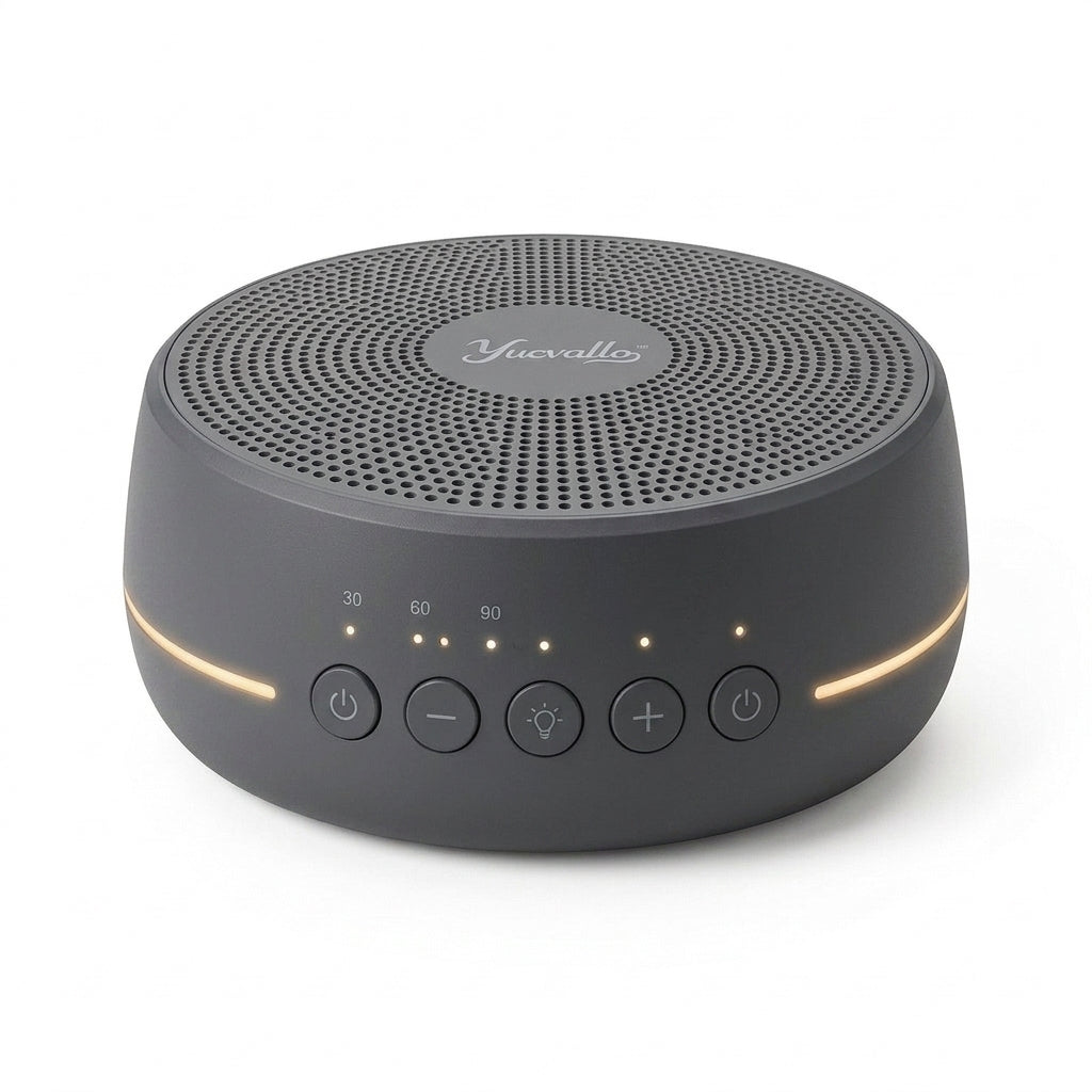 Yucvallo™ EchoPod Mini White Noise Machine – Compact Sleep Sound Machine with 20 Ambient Sounds, Night Light & USB-C Rechargeable Battery